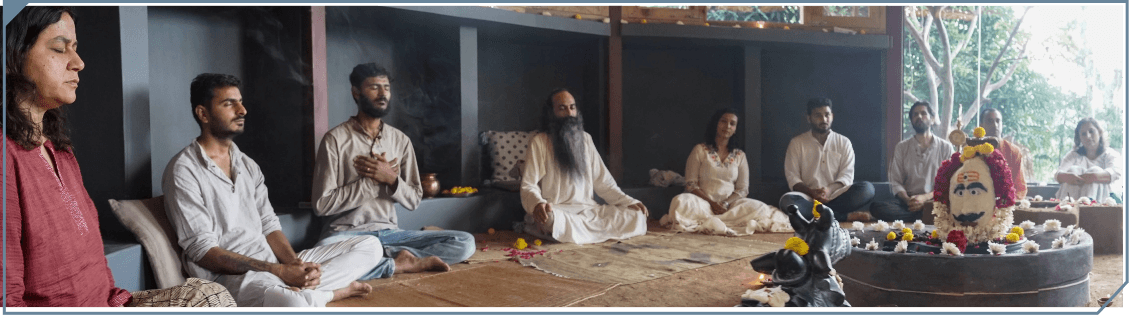 Collective meditation at Saadho Ashram
