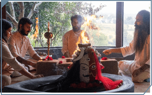 Abhishekam being offered at the Swayambhu