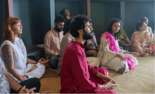 Seekers sitting together in meditation