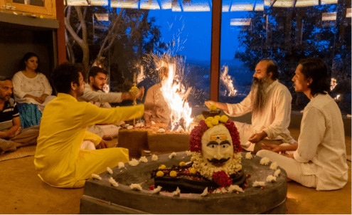 A yajna at the ashram on the full moon