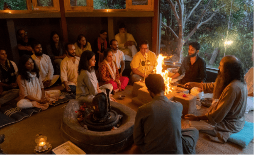 An evening fire and gathering on the new moon